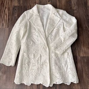 NICH White Crochet Blazer